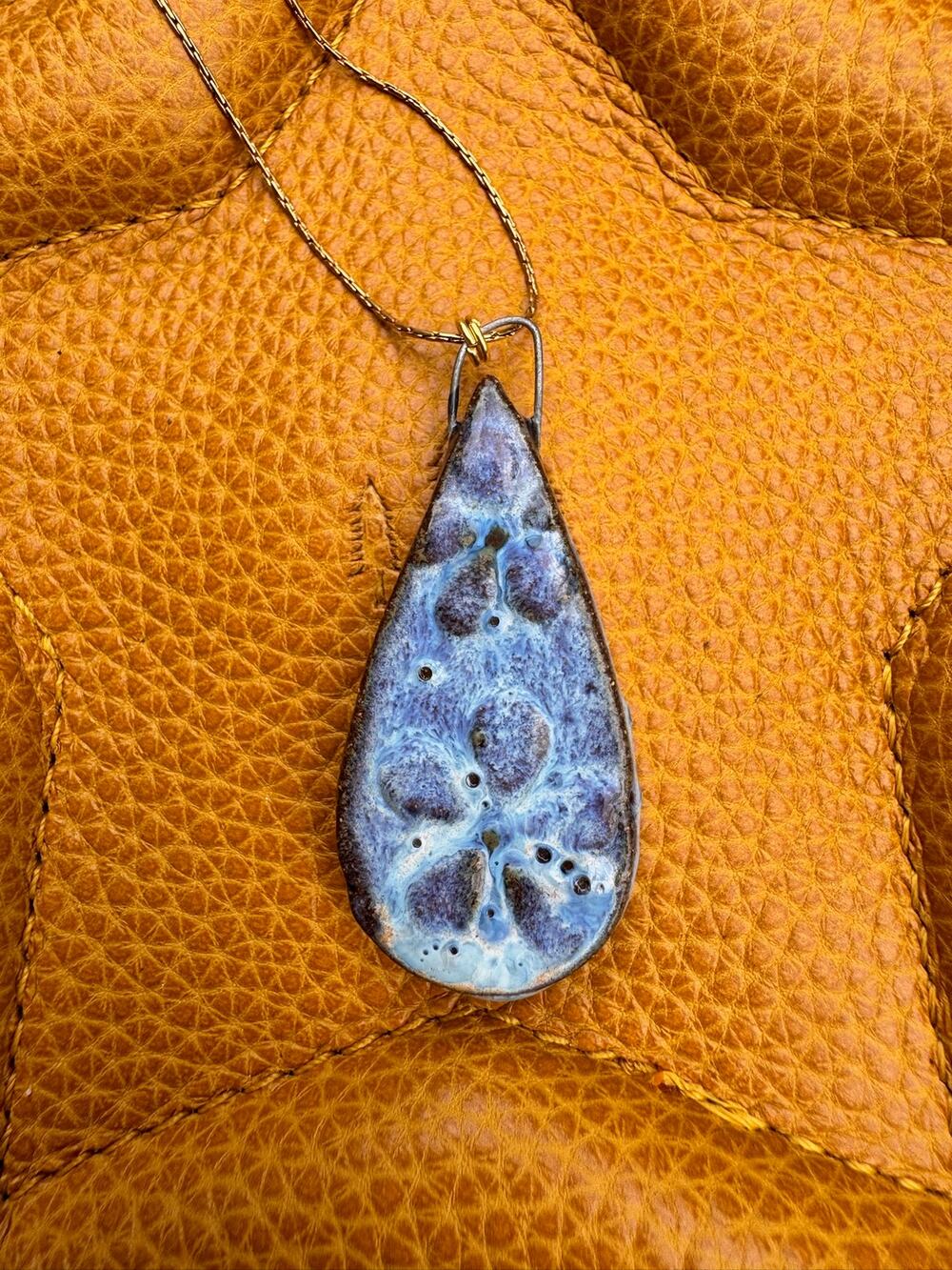 Teardrop Kiln Fired Ceramic Necklace Ceramic Teardrop Pendant Jewelry Necklace